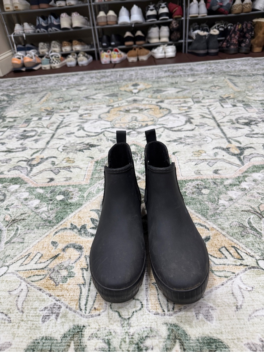 Sperry Matte Black Slip-On Chelsea Rain Boots